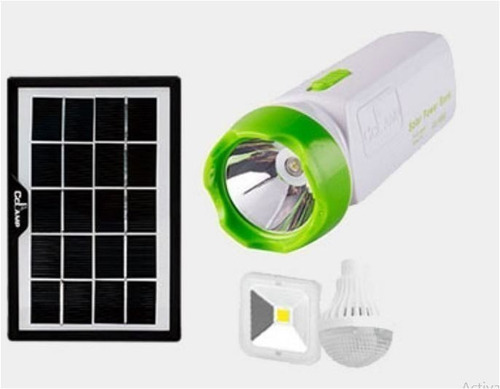 Kit Linterna Recargable 3w Portátil Liviana Con Panel Solar