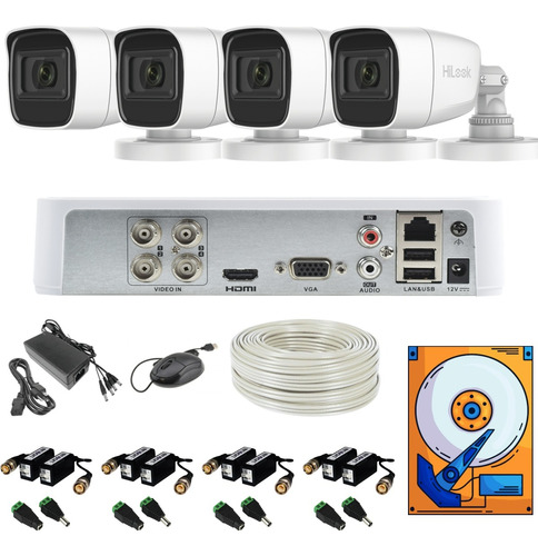 Kit Video Vigilancia 4 1080 Metal Audio 100mts Utp 1tb