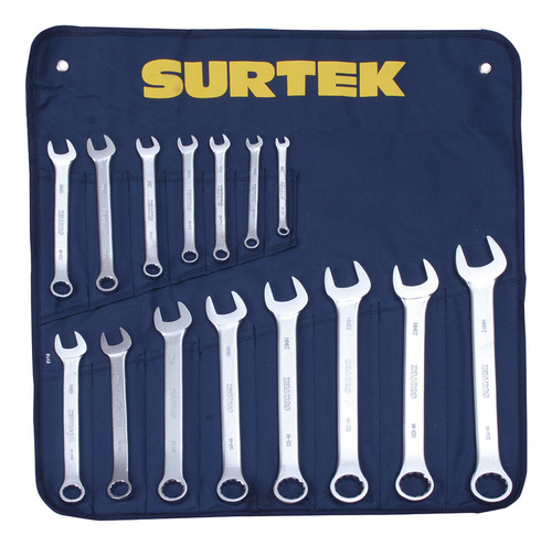 Surtek Juego 15 Llaves Combinadas Satin. 12 Puntas Métricas