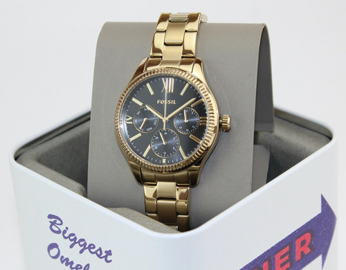 Reloj Fossil Bq3425 Original Mujer Dorado Negro