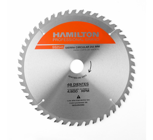 Disco Sierra Circular 48 Dientes 255mm Hamilton Ss2548