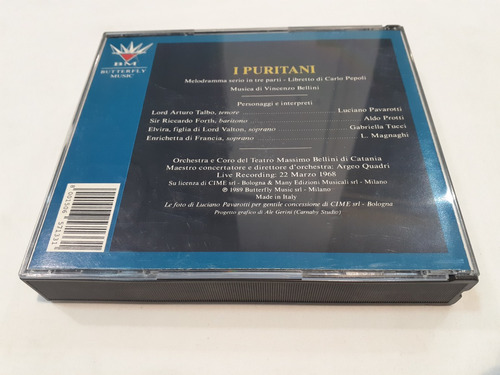 I Puritani, Bellini, Pavarotti - 2cd 1989 Italia Nm 9/10 (Usado)