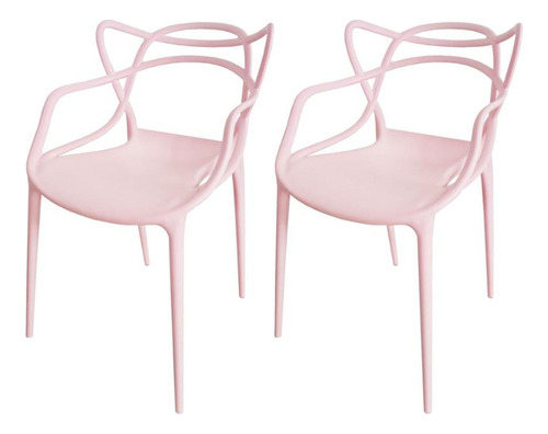 Conjunto 2 Cadeiras Allegra Rosa Em Polipropileno