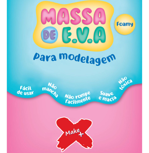 Massa De Modelar Eva Cores 50g Make+ Biscuit Artesanato Cor Vermelho
