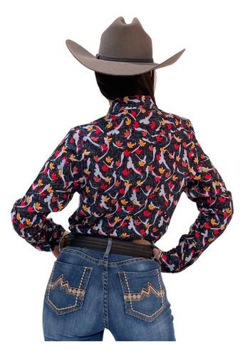 Camisa Vaquera Estampado Quetzal Marino A-cm135