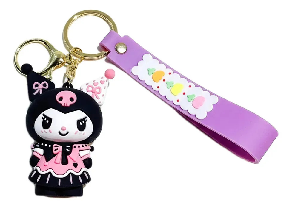 Chaveiro Kuromi Vestido Rosa Hello Kitty Colecionável Rosa