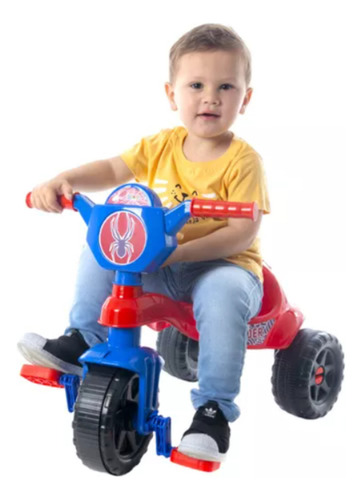 Carrinho De Passeio Infantil Empurrador Com Haste E Pedal Cor Azul/lVermelho