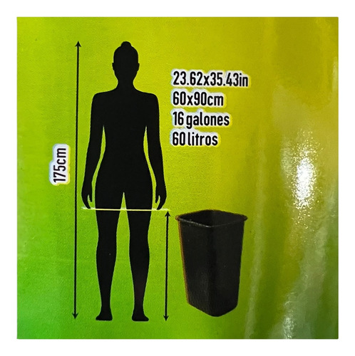 Bolsa De Basura Negra Mediana 60x90cm 6 Rollos