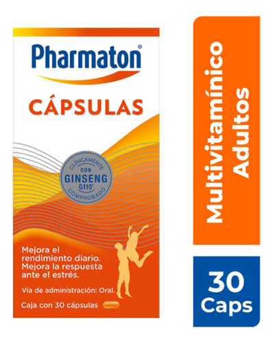 Multivitamínico Pharmaton Para Adultos 30 Cápsulas De 40 Mg C/u