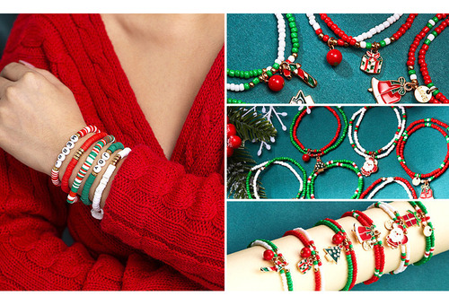 Kit Para Hacer Pulseras De Joyería Con Cuentas Navideñas