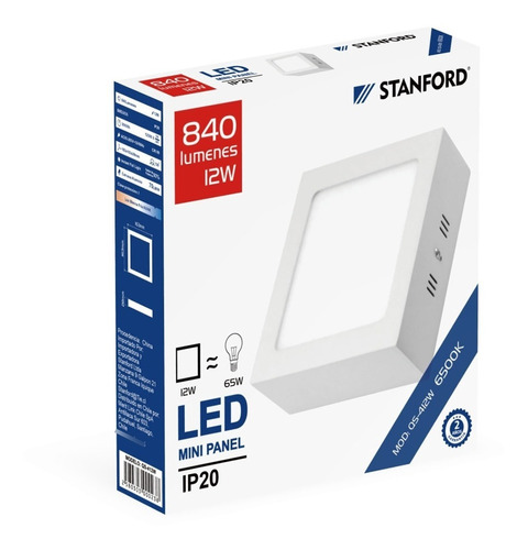 Pack 3 Und Panel Led Cuadrado Sobrepuesto 12 Watts (frio)