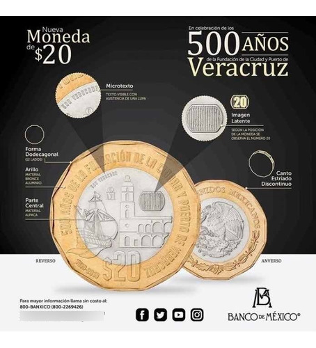 Moneda $20 | 500 Años Veracruz