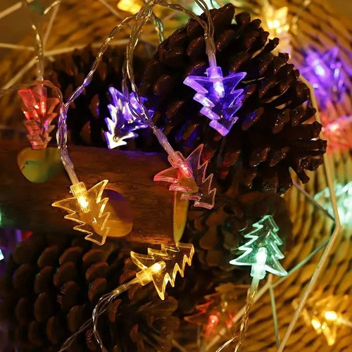 Serie Luces Led Navideñas Pino De Navidad Con 10 Luces 2m