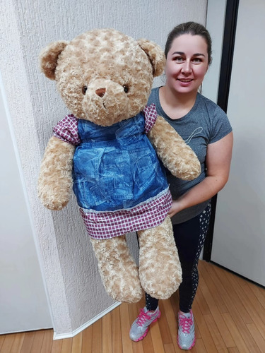 Ursinho Urso Teddy Crespo De Roupinha 90cm Presente Namorada