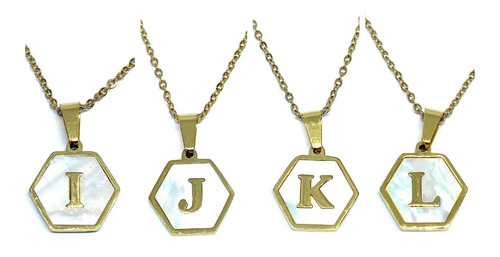 Imagen 4 de 7 de Letra Acero Inoxidable Dorado Madre Perla Hexagonal