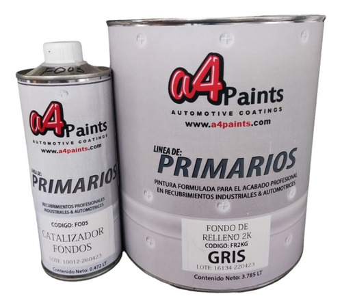 Fondo De Relleno 2k Automotriz En Kit 1 Gl Color Gris