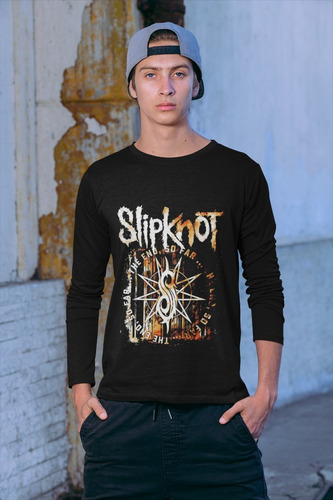 Polera Larga Slipknot Metal Rock Logo Gold Estampado Algodon