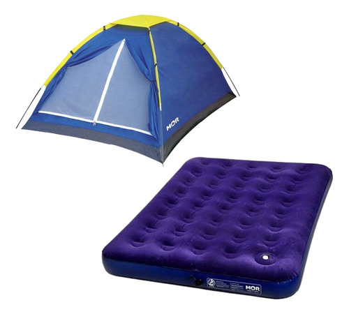 Kit Camping C/ Barraca 3 Lugares + Colchão De Casal Inflável