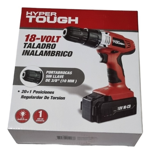 Taladro Inalambrico 18v Hyper Tough 10mm 3/8  21 Posiciones