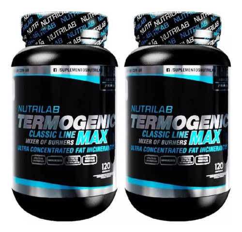 Termogenic Max 2x1 Quemador De Grasas 120 Comp Nutrilab