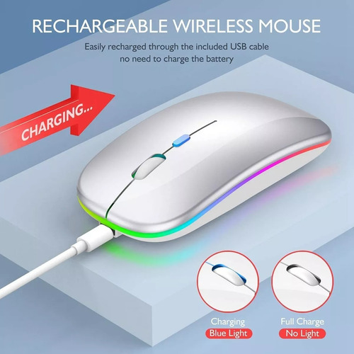 Ratón Wireless Recargable Led Mouse Inalámbrico Ergonomico