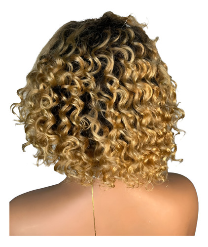 Peluca De Cabello Natural Corta Y Ondulada Oncologica Tt27 Raiz Oscura Y Puntas Rubias L
