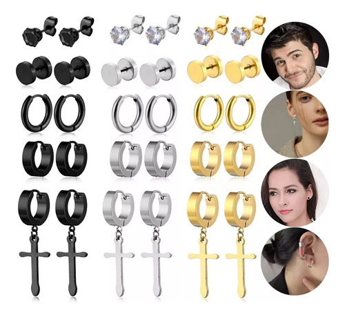 15 Pares Aretes Con Piercing Hombre/mujer Pendientes