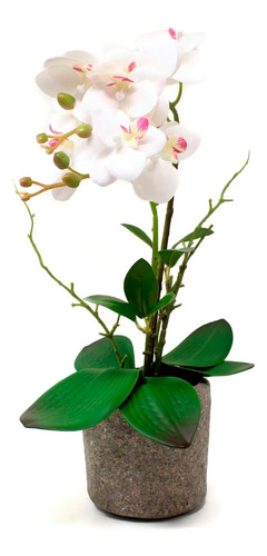 Orquidea Artificial Blanca Con Maceta 43cm