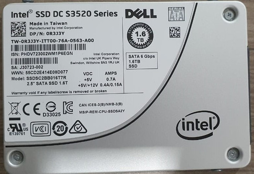Hd Ssd Intel Servidor Dell Poweredge  - Ssd 1.6tb 2,5   Sata