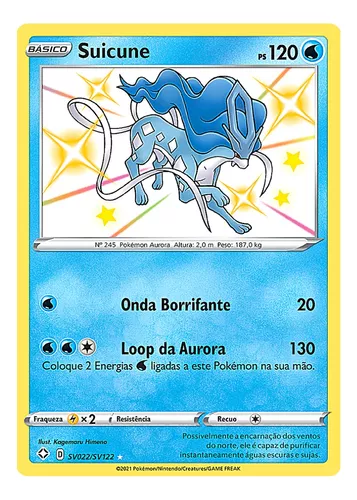 Carta Pokémon Suicune Shiny Lendário Destinos Brilhante