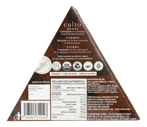 Chocolate Culto 80% Café Amargo 80g