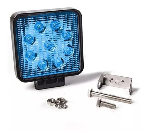 Imagen 2 de 4 de Faro Cuadrado Azul 9 Led 27w 12v Y 24v Off Road Cuatri 4x4