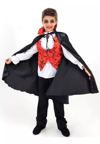 Fantasia Infantil Halloween Vampiro Drácula Luxo Com Capa