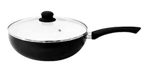 Wok Ceramica 30cm Antiadherente Tapa Vidrio Sarten Silicona