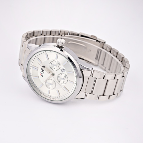 Reloj Zoea Ez8001-b Hombre Acero Plata 30mresistente Al Agua