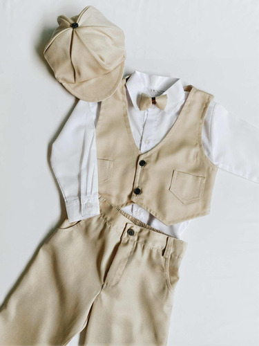 Conjunto Beige De Bautizo Para Niño