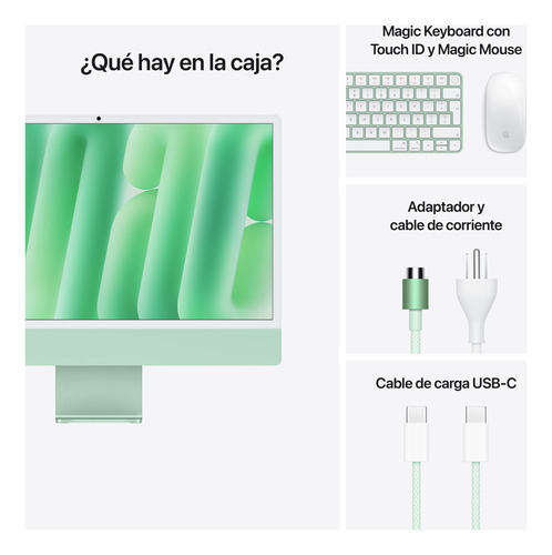 Imac 24 Retina 4.5k, Chip M4, 10 Núcleos, 512 Gb Ssd- Verde Verde