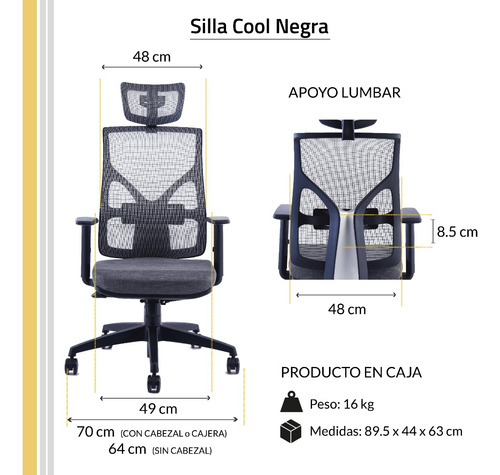Silla Ergonómica De Oficina Respaldo Mesh Rolic Cool