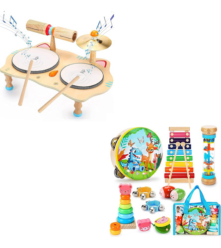 Oathx Kids Drum Set All In One Montessori Toys Set E Kids Mu