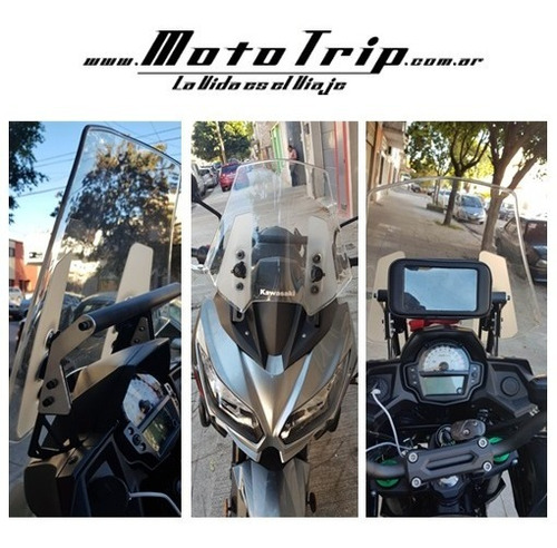 Imagen 3 de 5 de Soporte Celular Gps Kawasaki Versys 650 - Barra Negro