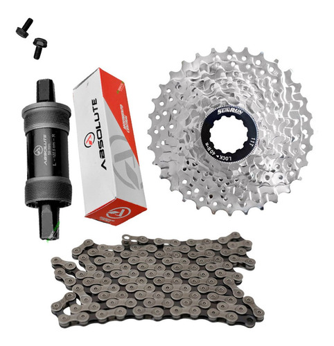 Kit Bike Cassete 9v Index + Corrente + Mov Central Rolamento