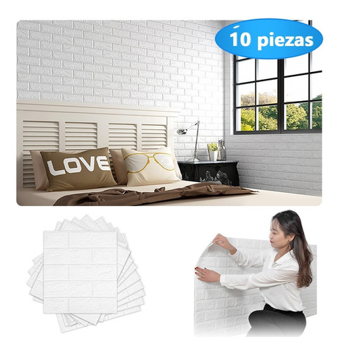 Imagen 1 de 7 de Pegatina De Pared Patrón De Ladrillo 3d.