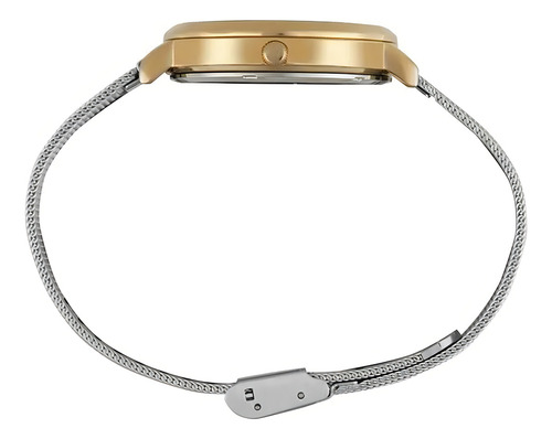 Relógio Mondaine Feminino Prata/dourado 32846lpmvbe1 Correia Prateado Bisel Dourado Fundo Branco
