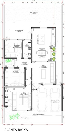 Imagem 5 de 7 de Planta De Casa 3 Quartos - Projeto Arquitetônico Completo