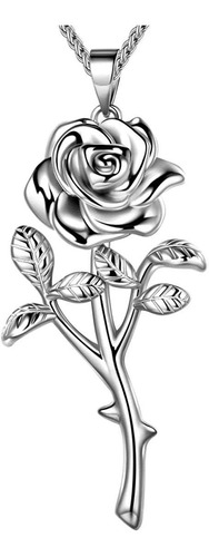 Elegante Collar De Flor Rosas En Plata 925 Promesa Joyeria