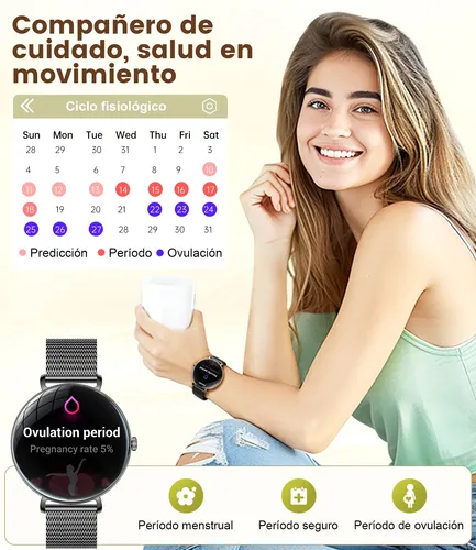 Reloj Inteligente Mujer,pantalla Hd 1.43'' Con Llamada Bluetooth Para iPhone Andriod (incluye Dos Correas)fv17-c Negro