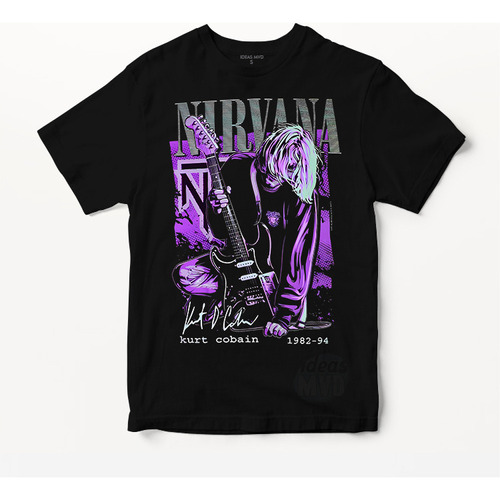 Remera Nirvana Kurt Cobain (negra:) Ideas Mvd