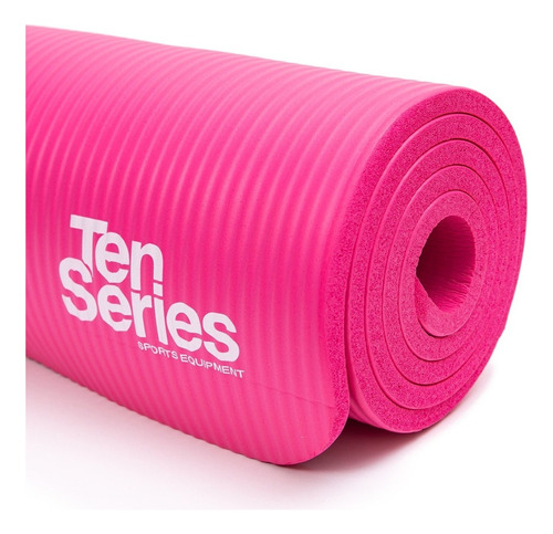 Mat De Yoga. Colchoneta De  Entrenamiento Fucsia Ten Series Color Rosa