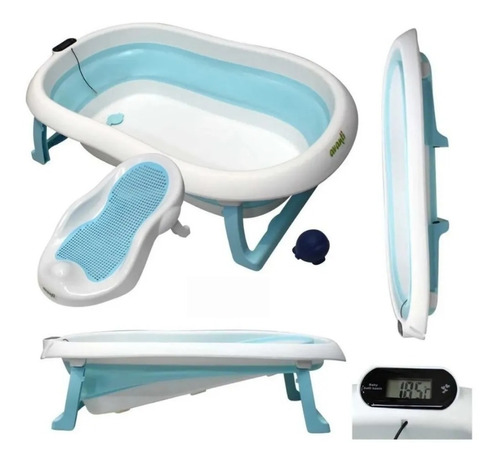 Bañera Para Bebe Plegable Con Soporte Reductor Azul