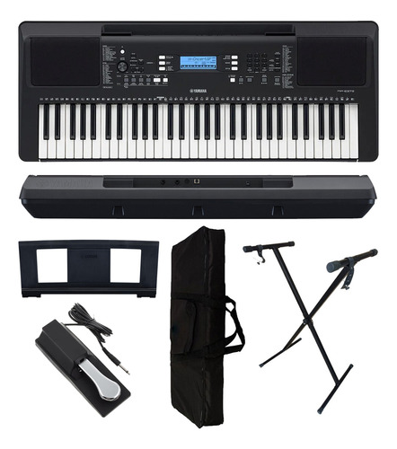 Teclado Yamaha Psr-e373 + Capa + Pedal + Suporte X Psr E373